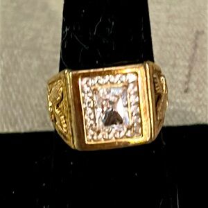 Men’s gold plated with emerald cut C Z Center